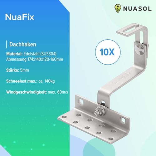 NuaSol NuaFix 10x A2 Dachhaken für Photovoltaik Solarmodule