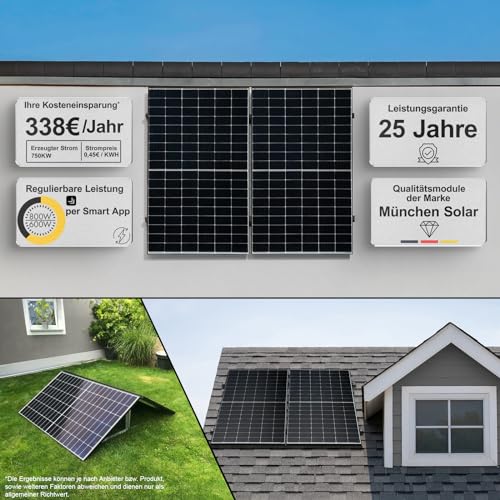 Eckert Newenergy® 820w Balkonkraftwerk 800w Komplett Steckdose