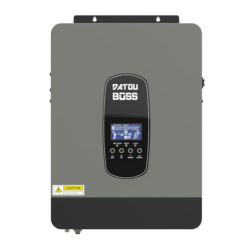 DATOUBOSS Hybrid Wechselrichter 24v 3000W DC auf 220V/230V AC mit 80A MPPT Solarladeregler, Batterieladegerät, All-in-One Pure Sine Wave Wechselrichter für Haus, Wohnmobil, LKW, Off-Grid