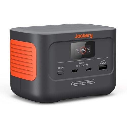 Jackery Explorer 100 Plus Tragbare Powerstation, 99Wh LiFePO4-Akku Schnellladung, 3-Port 128W TragBack-up-Akku f¨¹r Reise Notfall