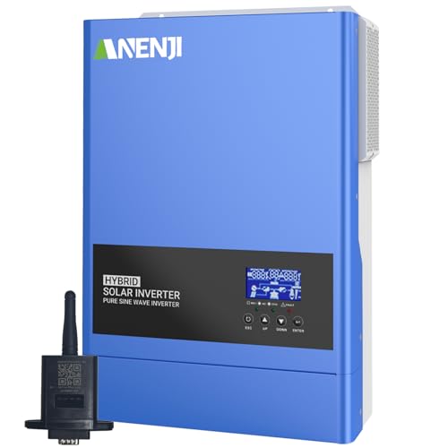 Aninerel 6200W Solar Hybrid Wechselrichter 48VDC zu 230VAC Reiner Sinus Wechselrichter mit 120A MPPT Solarladeregler, Max PV-Eingangsspannung 500V, für 48V Lithium Batterien,mit WiFi-Modul