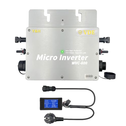 【Versand aus DE】Y&H 600W Mikro Wechselrichter für Balkonkraftwerk IP65-Wasserdichter Netzeinspeisung Wechselrichter mit LCD-Display