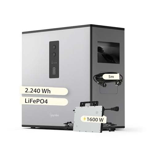 Hoymiles MS-A2 Solarbatterie 2.240Wh - 800W 2T HMS Wechselrichter - Solarspeicher-Set für Balkonkraftwerke - LiFePo4-5m AC-Kabel - Langlebig & Sicher - at-Version