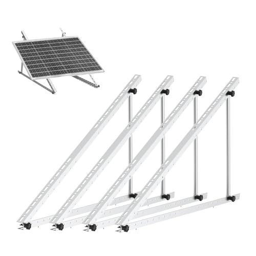 solarpanel halterung 118cm Aluminium balkonkraftwerk halterung mit verstellbarem Winkel 0-90°, 100W-800W Solarmodul balkonkraftwerk halterung flachdach für Flachdach/Balkon/Autodach 2 Paar (Normal)