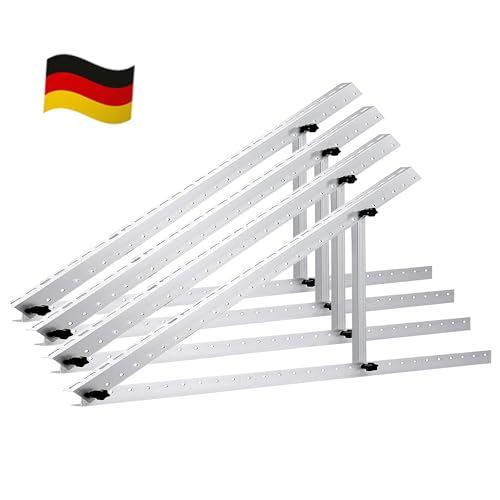 Solarmodul Halterung, 114cm 2 Paar Solarpanel Halterung, Halterung Balkonkraftwerk für 100W-500W Solarpanel, Winkel Einstellbar 0-90° Halterung für Solarpanel, für Dachhalterungen Solarmodule