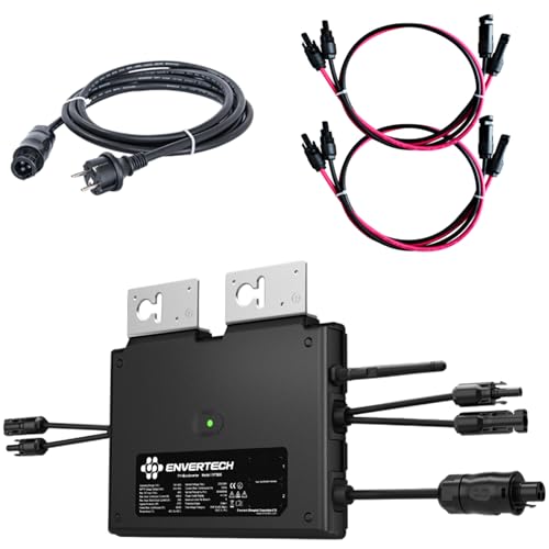 Envertech Mikrowechselrichter EVT800 komplett Set für Balkonkraftwerk 600 W / 800 W mit integriertem WiFi, inklusive 5m AC Anschlusskabel & 4X 1m DC Paneelanschlusskabel