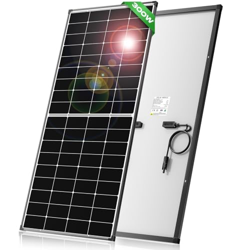 ECO-Baeerss 300W Solarpanel, 12V Perowskit Solarmodul, Balkonkraftwerk mit 12V Solarpanele, 27% Umwandlungsrate, Schwarz, IP68 Wasserschutz, Hoch belastbar bei Wind und Schnee