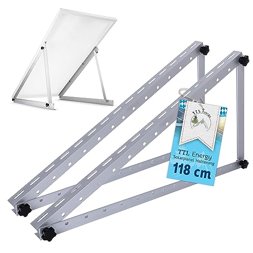 TTL HOME Energy Solarmodul Halterung Alu 118 cm 46“ 2er Set 1 Paar - bis 600W - 0-90° Winkel einstellbar Montage & Befestigungs Set für Flachdach Aufständerung Balkonkraftwerk Solarpanel auf Dach