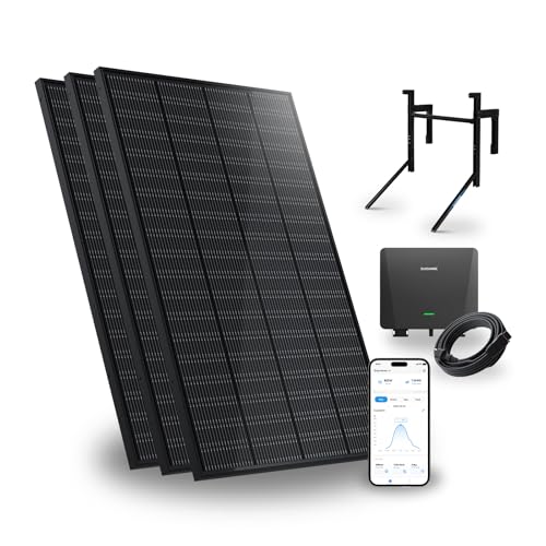 SUNSHARE Ray 600W Balkonkraftwerk mit Halterung (Betonbalkon) - Balkonkraftwerk 800W komplett Steckdose - neuester 800 Watt Wechselrichter - Solaranlage Komplettset - 5m Kabel