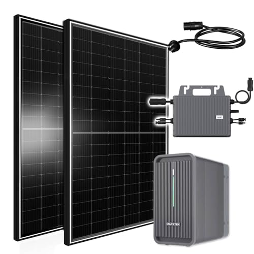 Balkonkraftwerk 1170W Solaranlage mit Speicher Marstek 2240W, 800W TSUN Micro Wechselrichter WiFi Bluetooth, 2X 450W Bifaziale Solarmodule, Schukokabel 5m, Photovoltaik PV Anlage