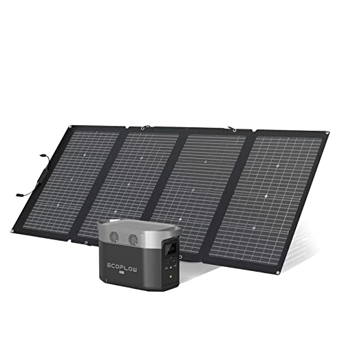 Ecoflow DELTA Max (2000) Solargenerator 2016 Wh mit 220 W Solarmodul, 4 x 2400 W AC-Ausgänge (4600 W Spitze), tragbare Powerstation für Stromausfall, Camping, Wohnwagen und Notfälle