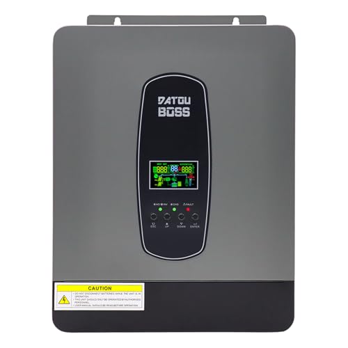 DATOUBOSS Hybrid Wechselrichter 24V 3000W, Hybrid Solar Wechselrichter 24V Reiner Sinus, 24V DC auf 220V/230V AC mit 100A MPPT Solarladeregler Und BMS-Schutzsystem für Haus, Wohnmobil, LKW