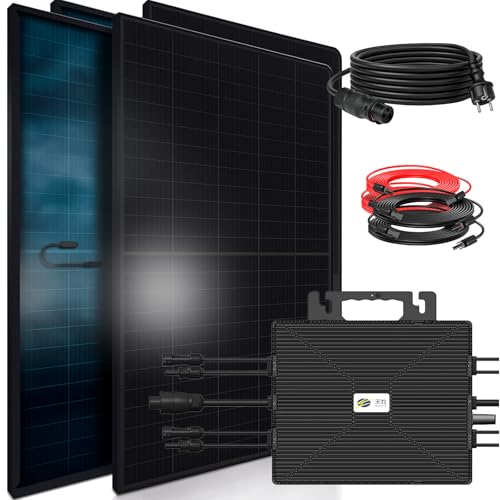 SUNNIVA 1840W Balkonkraftwerk BIFAZIAL FULLBLACK komplett Steckdose ASTRO-E 1600W Wechselrichter, PV Solaranlage, 4x 460W Glas-Glas Solarmodule, inkl. 5m Kabel, Bluetooth WIFI, Komplettset