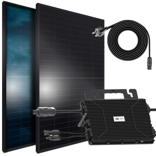 SUNNIVA® 920W Balkonkraftwerk BIFAZIAL FULLBLACK komplett Steckdose ASTRO-E 800W Wechselrichter, PV Solaranlage, 2x 460W Glas-Glas Solarmodule, inkl. 5m Kabel, Bluetooth WIFI, Komplettset