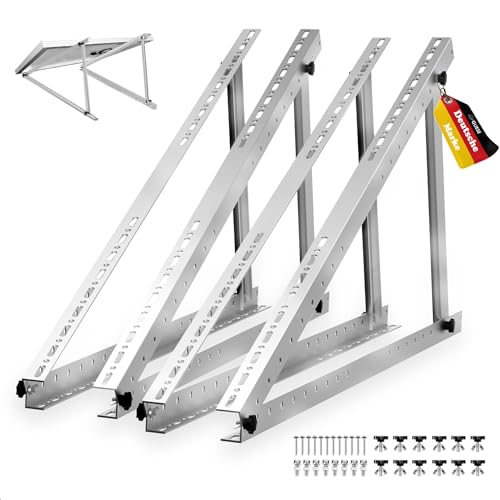 GLIESE Solarmodul Halterung 114 cm (2er-Set),Solarpanel Halterung,Balkonkraftwerk Halterung,Verstellbarer Winkel Von 0° bis 90°,Aluminium Halterungen Flachdach für 100 W-600 W, 0% MwSt.