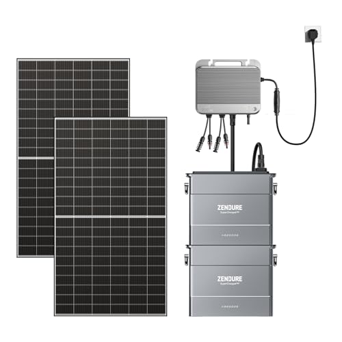Zendure Balkonkraftwerk mit Speicher, SF 800 mit 1200W Solar Eingang, 800W AC Eingang/Ausgang, Schwache Lichterzeugung, TOU, APP, 2 AB2000S 3840Wh Kapazitäten, 500W x2 Bifacial Solarpanels
