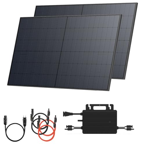 Solarway® 1000W Balkonkraftwerk 800W komplett Steckdose - neuester 800 Watt Wechselrichter - Solaranlage Komplettset - 500W Solarmodule & Envertech & Zubehör