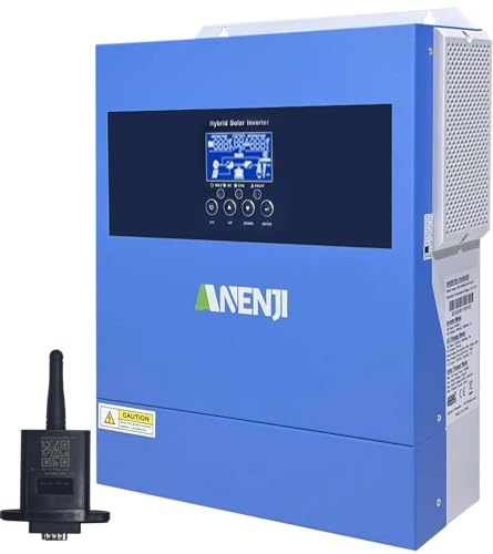 Aninerel 4200W Solar Hybrid Wechselrichter 24Vdc zu 230Vac Reiner Sinus Wechselrichter mit 100A MPPT Solarladeregler, Max PV-Eingangsspannung 500V, für 24V Lithium Batterien,mit WiFi-Modul