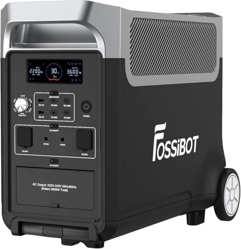 FOSSiBOT F3600 Pro Solargenerator, 3840Wh LiFePO4 Tragbare Powerstation, 3x230V AC Ausgang 3600W (7200W Peak), Stormerzeuger Schnelles Stromspeicher Aufladen Reise Power Station, Outdoor Camping