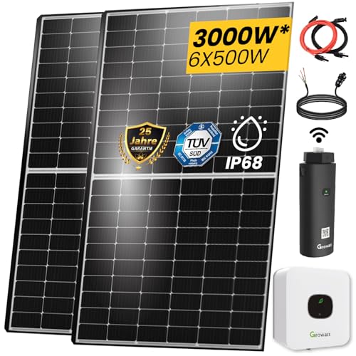 EPP.Solar® 3000W Balkonkraftwerk Set | 3 kW Growatt Wechselrichter MIC 3000TL-X | Photovoltaik Solaranlage mit WIFI Stick