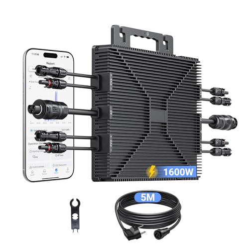 LIONSHEE Mikrowechselrichter 1600W, Wechselrichter Balkonkraftwerk mit WiFi & BT, Plug & Play, 5M AC-Kabel, PV-Wechselrichter, MPPT Integrierter
