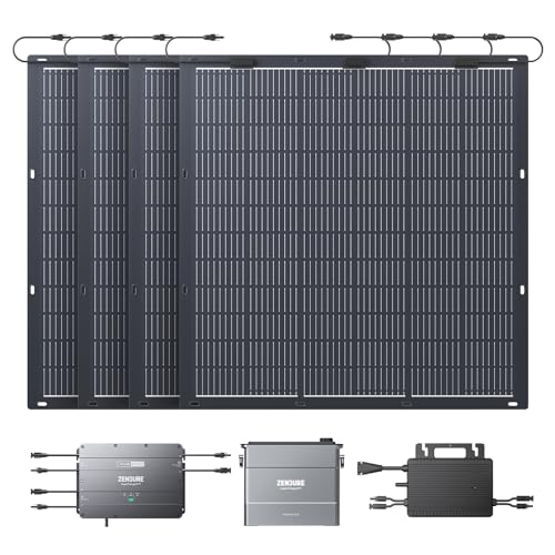 Zendure SolarFlow Balkonkraftwerk mit Speicher, HUB 2000 mit 1800W Solar Eingang, 1200W Ausgang, 1 AB2000 1920Wh LiFePO4 Akku, 840W Solarpanels, Hoymiles HMS-800-2T Microwechselrichter