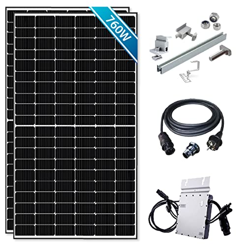 760W / 600W Balkonkraftwerk Komplettset Ziegeldach hochkant mit Hoymiles HM-600 Mikrowechselrichter