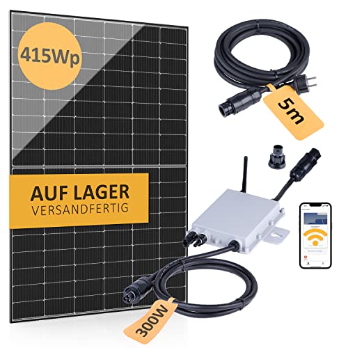 DUR-line Balkonkraftwerk 415Wp | 300W Komplettset mit bis zu 535Wp bifazialer PV-Leistung und 5m Anschlusskabel zum Einstecken in die Steckdose - Wifi Fernüberwachung, Mini-Solaranlage, N-TOPCon Zell