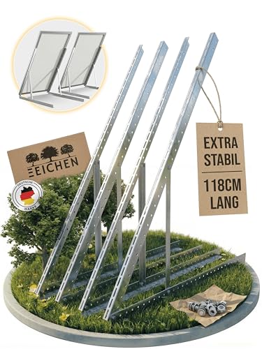Drei Eichen - 4x Balkonkraftwerk Halterung.118cm stabiles 3mm Aluminiumprofil mit hochwertigen Edelstahl Schrauben für 2x Solarmodul Halterung. Befestigung für PV-Module Halterung Solarmodul 0% MwSt