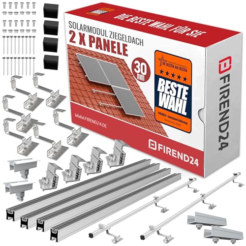 SET 2x PV-Module, PV, Photovoltaik, Aufständerung, Ziegeldach, Dachhalterung, Befestigung, Halter, Halterung, Solar, Solarmodul, Solarpanel, PV Halter, 25-40mm - 0%