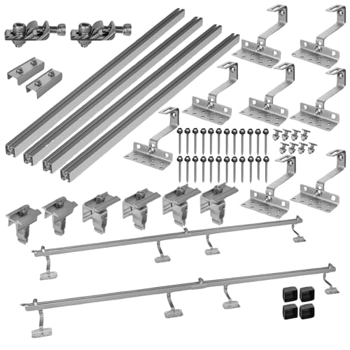 Avoltik Solar Halterung Ziegeldach | Montageset für 2 Paneele I Set aus 8 Dachhaken Edelstahl 3-Fach verstb. Montageschiene Klemmen ALU Solarpanel Halterung I Befestigung Solarmodul von 30-40mm dicke