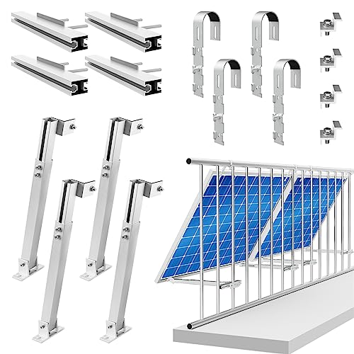 zhongko Balkonkraftwerk Halterung Befestigung für 2 Solarmodul, Solarmodul Halterung Balkon Neigungswinke 0° & 15-30°, Wandhalterung Balkonkraftwerk