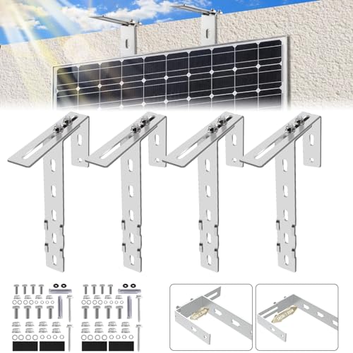 SZ-KARIDGE 4PCS Einstellbar Solarpanel Halterung Haken Balkon Behozel Balkonhaken Solarpanel Halterung Balkon Passend für Runde Eckig Balkongelände