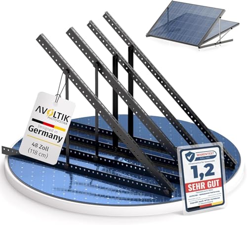 Avoltik Balkonkraftwerk Halterung 2er Set bis 118cm I Solarpanel Halterung für 2 Module I Verstellbar 0-90° I Ideal für Dach, Balkon & Boden