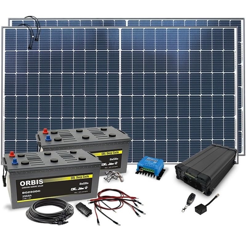 Insel Solaranlage PV-Anlage 3000W AC mit Panel, GEL-Batterie, Laderegler, Sinus Wechselrichter