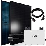 SUNNIVA® 920W Balkonkraftwerk BIFAZIAL FULLBLACK komplett Steckdose FOX ESS 800W Wechselrichter, PV Solaranlage, 2x 460W Glas-Glas Solarmodule, inkl. 5m Kabel, Bluetooth WIFI, Komplettset