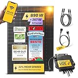 Solakon® 900W Balkonkraftwerk - Balkonkraftwerk 800W komplett Steckdose - neuester 800 Watt Wechselrichter - Solaranlage Komplettset - 450W bifaziale Solarmodule inkl. Zubehör - 5m Kabel