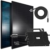 SUNNIVA 1196W Balkonkraftwerk 800W komplett Steckdose - Astro Energy 800W Wechselrichter - PV Solaranlage - 2x 460W BIFAZIAL FULL BLACK Glas/Glas Solarmodule - inkl. 5m Kabel - WIFI Bluetooth