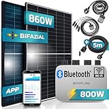 SUNNIVA® Balkonkraftwerk BIFAZIALE 860W/800W Solaranlage, 800W Ecoflow PowerStream Micro Wechselrichter mit Wifi & Bluetooth, upgradebar & drosselbar, 2x 430W Solarmodule (860W), 5m Kabel, BIFACIAL