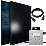 SUNNIVA 920W Balkonkraftwerk BIFAZIAL FULLBLACK komplett Steckdose Beny 800W Wechselrichter, PV Solaranlage, 2x 460W Glas-Glas Solarmodule, inkl. 5m Kabel, Komplettset Photovoltaikanlage
