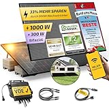 Solakon&reg; 1000W Balkonkraftwerk mit Halterung (Flachdach) - Balkonkraftwerk 800W komplett Steckdose - 800 Watt Wechselrichter - Solaranlage Komplettset - 500W bifaziale Solarmodule inkl. Zubeh&ouml;r