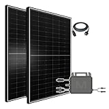 Balkonkraftwerk 1000W Solaranlage Komplettset mit 800W Marstek Micro Wechselrichter WiFi, 2X 500W Bifazial Solarmodule Black Frame f&uuml;r Haus Dach Terrasse Garten PV Anlage