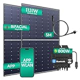 Zendure 1131W Balkonkraftwerk - Balkonkraftwerk 800W komplett Steckdose - neuester 800 Watt Wechselrichter - Solaranlage Komplettset - 435W bifaziale Solarmodule inkl. Zubehör - 5m Kabel, IP68