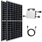 Balkonkraftwerk 1170W Solaranlage Komplettset mit 800W Hoymiles Micro Wechselrichter WiFi, 2X 450W Bifazial Solarmodule Black Frame für Haus Dach Terrasse Garten PV Anlage