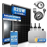 PIANETA Balkonkraftwerk 820W/800W Solaranlage mit 800W ECOFLOW Micro Wechselrichter WiFi Bluetooth, upgradebar drosselbar, 2x410W Marken Solarmodule von Horay