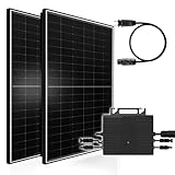 Balkonkraftwerk 900W Solaranlage mit 800W Elecway Micro Wechselrichter WiFi Bluetooth, 2X 450W Bifazial Black Frame Solarmodule mit Elecway Wechselrichter f&uuml;r Haus Dach Terrasse Garten