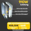 Balkonkraftwerk 910W / 800W I Solaranlage I Plug & Play steckerfertig I PV Anlage I inkl. Zubehör und Montagematerial (ohne Halterung) – Bild 3