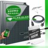 GreenSurfer Balkonkraftwerk 2x425W bifaziale Glas-Glas-Solarmodule - 800W Hoymiles Wechselrichter - mit Flachdachhalterung - Mini PV Anlage Komplettset für die Steckdose (inkl. 10m Schukosteckerkabel)
