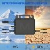 600W-800W Micro-Wechselrichter für Solarmodule mit WiFi & Bluetooth, Microinverter Inverter Marstek Solar Inverter MPPT App Steuerung Plug & Play Balkonkraftwerk, IP67 Wasserdicht für Mini-PV – Bild 3