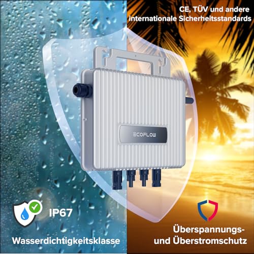 SUNNIVA® 1840W Balkonkraftwerk BIFAZIAL FULLBLACK komplett Steckdose ECOFLOW 800W Wechselrichter, PV Solaranlage, 4x 460W Glas-Glas Solarmodule, inkl. 5m Kabel, Bluetooth WIFI, Komplettset – Bild 5